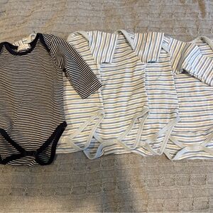 5 Kissy Kissy Navy and Light Blue Striped Bodysuits